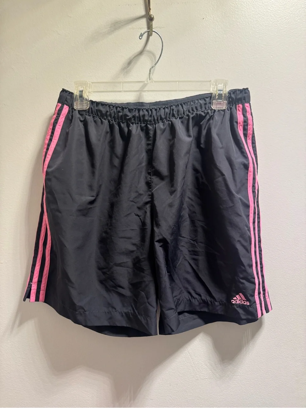 *Adidas Women’s Black Athletic Shorts with Pink Accent Stripes